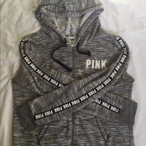 PINK grey zip up sweater